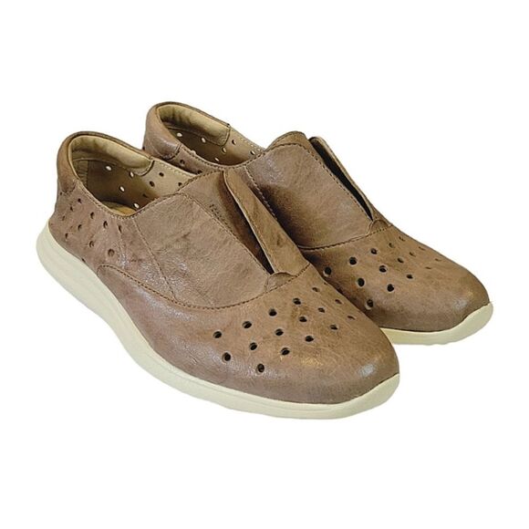 Sofft Noreen Luggage Sport Toupe Leather Perferated Sneaker Size 7.5 - Picture 1 of 9